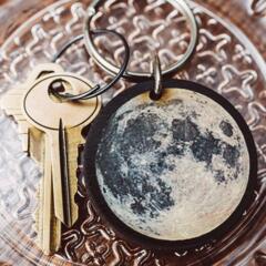 Full Moon Full Color Wooden Keychain